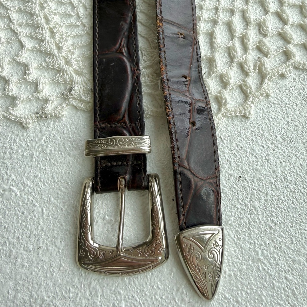 Vintage Leather Leopard Hair Belt Western Buckle Cowhide Animal Print Boho Y2K - Picture 4 of 6